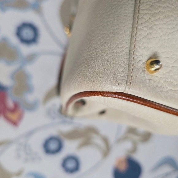 Bally Two Tone Leather Top Handle Kelly Satchel Bag Cream Brown Turnlock Vintage - Picture 11 of 16